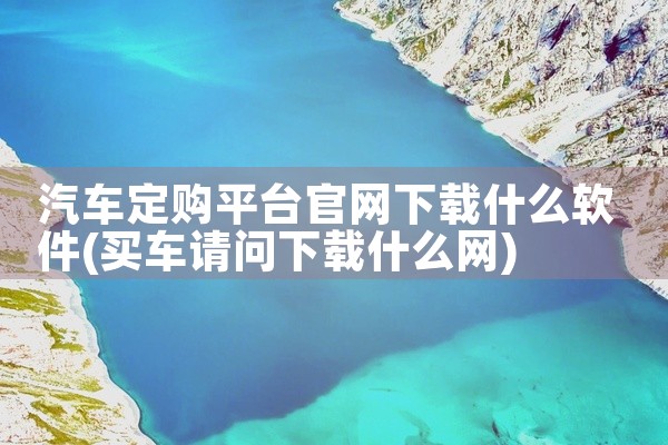 汽车定购平台官网下载什么软件