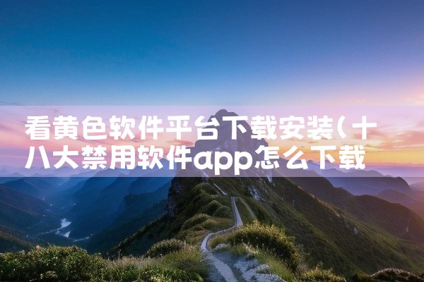 看黄色软件平台下载安装
